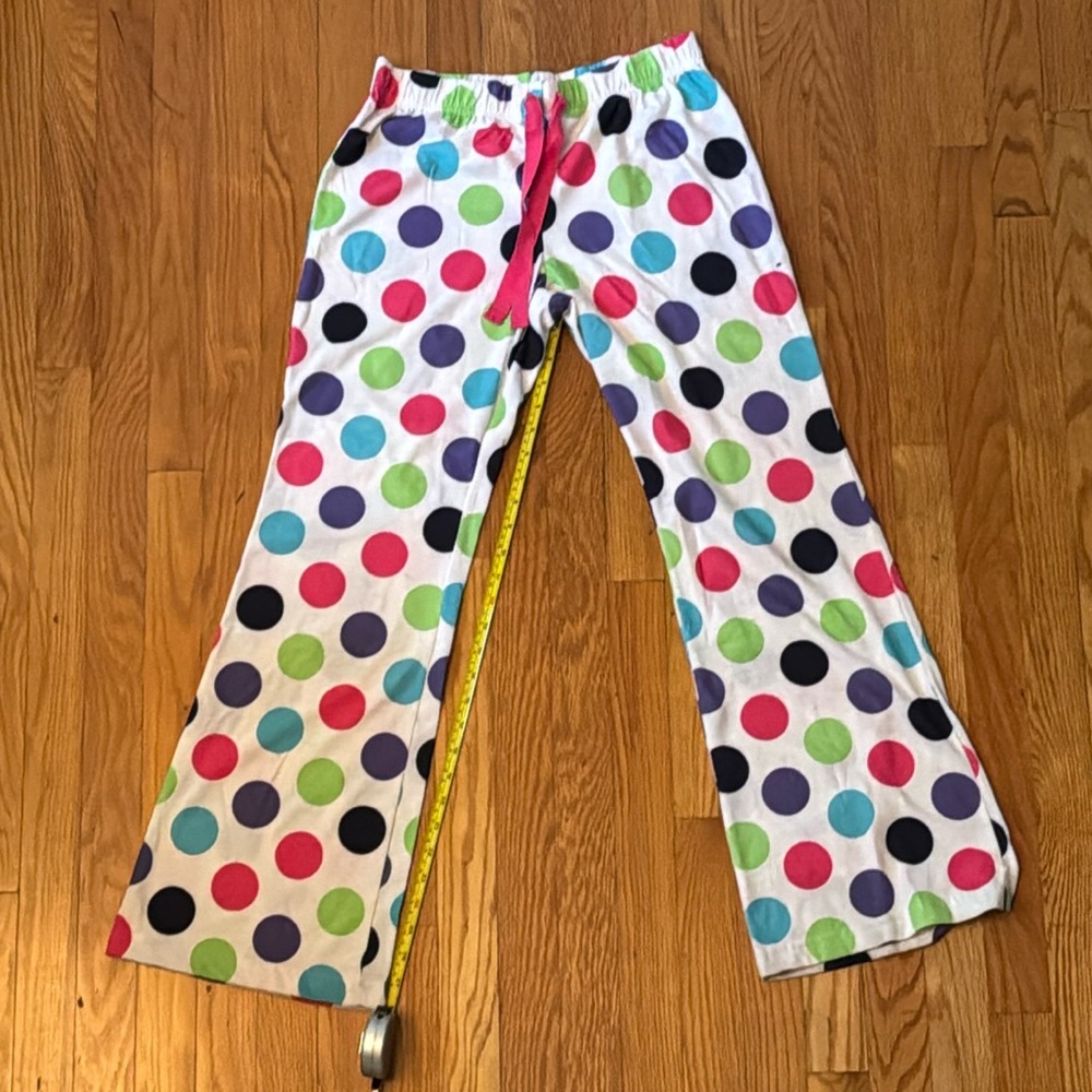 Vintage Justice 16/18 Adult Small sleep pants colorful polka dot drawstring